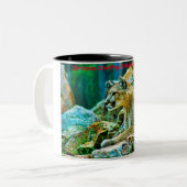 Kerstgroeten opa Hunter Gatherer Tweekleurige Koffiemok (Voorkant links)