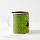 Kerstgroeten opa Hunter Gatherer Tweekleurige Koffiemok (Voorkant links)