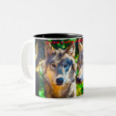 Kerstgroeten opa Hunter Gatherer Tweekleurige Koffiemok (Voorkant links)