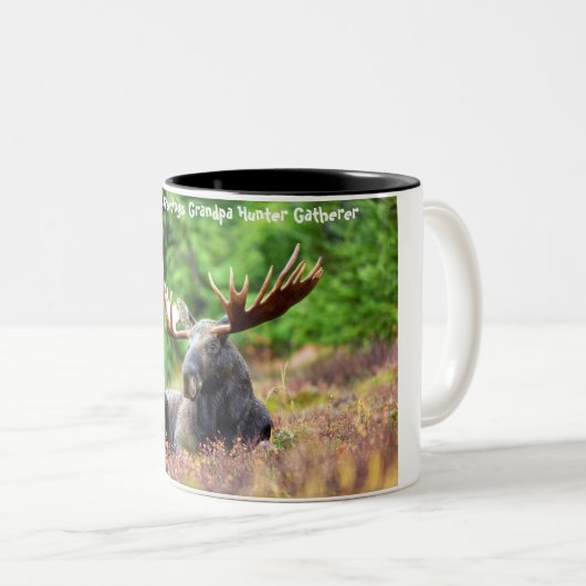 Kerstgroeten opa Hunter Gatherer Tweekleurige Koffiemok (Voorkant rechts)