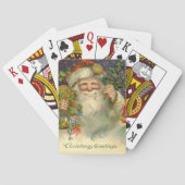 Kerstgroeten  Oude Wereld Kerstman Speelgoed Pokerkaarten (Achterkant)