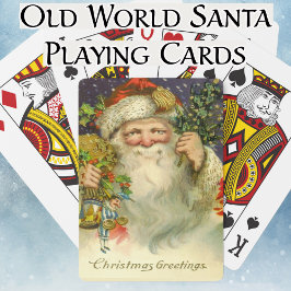 Kerstgroeten  Oude Wereld Kerstman Speelgoed Pokerkaarten