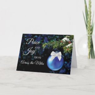 Kerstgroeten over de Miles Blauwe Versiering Kaart