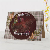 Kerstgroeten Paarse Vink  Kaart (Gele Bloem)