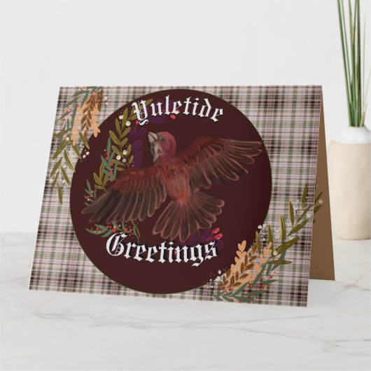 Kerstgroeten Paarse Vink  Kaart (Voorkant)