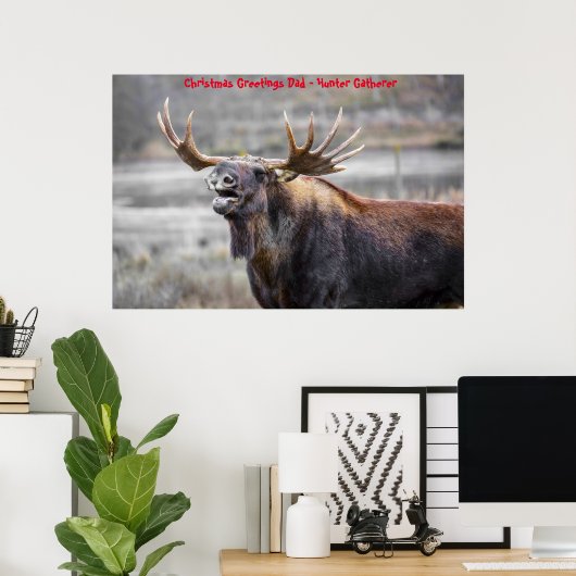 Kerstgroeten Papa Hunter Gatherer Poster (Thuiskantoor)