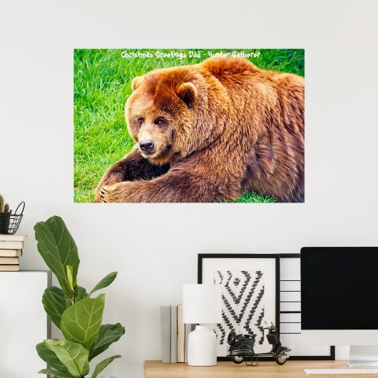 Kerstgroeten Papa Hunter Gatherer Poster (Thuiskantoor)