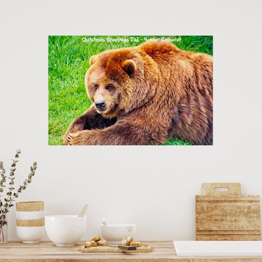 Kerstgroeten Papa Hunter Gatherer Poster (Keuken)
