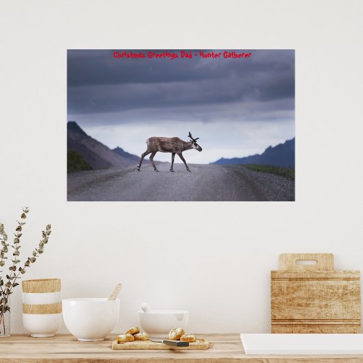 Kerstgroeten Papa Hunter Gatherer Poster (Keuken)