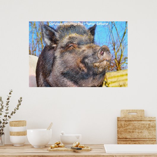 Kerstgroeten Papa Hunter Gatherer Poster (Keuken)