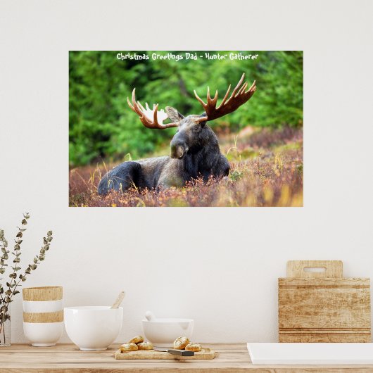 Kerstgroeten Papa Hunter Gatherer Poster (Keuken)