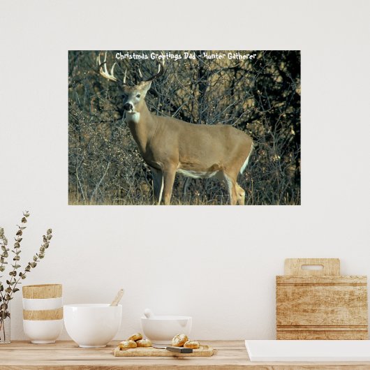 Kerstgroeten Papa Hunter Gatherer Poster (Keuken)