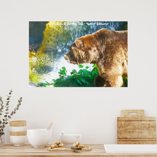 Kerstgroeten Papa Hunter Gatherer Poster (Keuken)