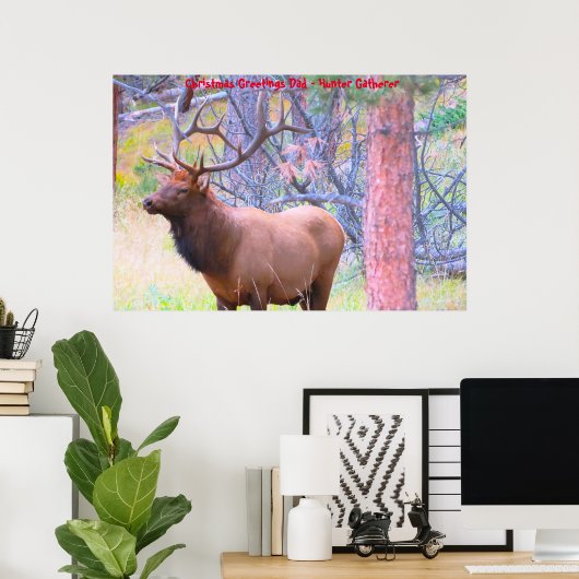 Kerstgroeten Papa Hunter Gatherer Poster (Thuiskantoor)