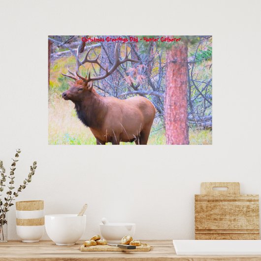 Kerstgroeten Papa Hunter Gatherer Poster (Keuken)