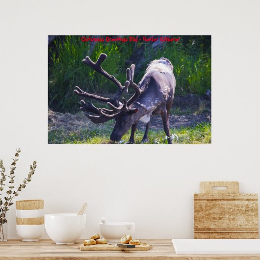 Kerstgroeten Papa Hunter Gatherer Poster (Keuken)