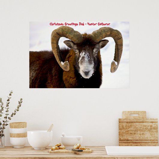Kerstgroeten Papa Hunter Gatherer Poster (Keuken)