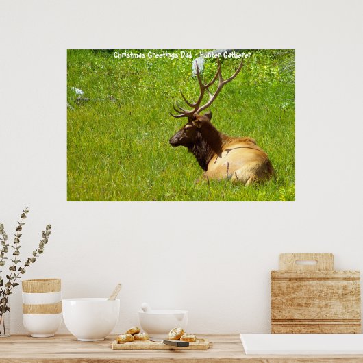 Kerstgroeten Papa Hunter Gatherer Poster (Keuken)