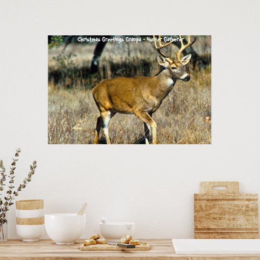 Kerstgroeten Papa Hunter Gatherer Poster (Keuken)