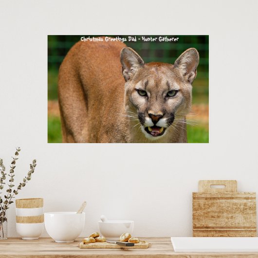 Kerstgroeten Papa Hunter Gatherer Poster (Keuken)