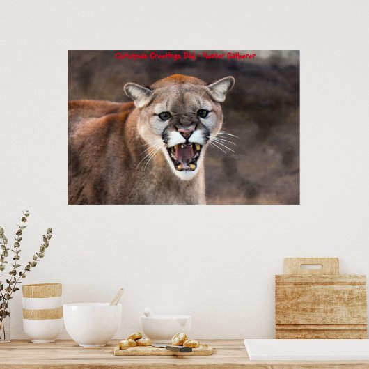 Kerstgroeten Papa Hunter Gatherer Poster (Keuken)