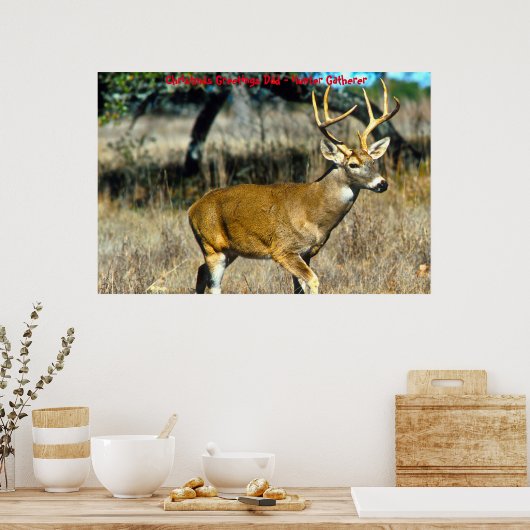 Kerstgroeten Papa Hunter Gatherer Poster (Keuken)