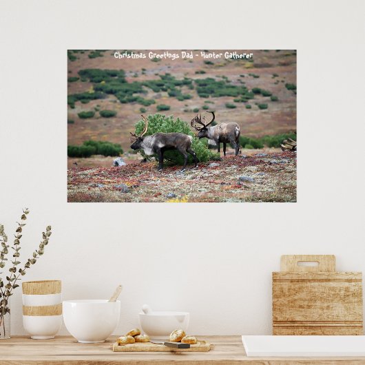 Kerstgroeten Papa Hunter Gatherer Poster (Keuken)