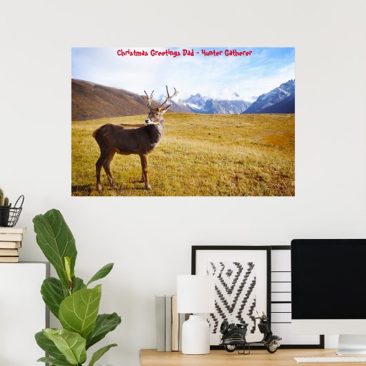 Kerstgroeten Papa Hunter Gatherer Poster (Thuiskantoor)