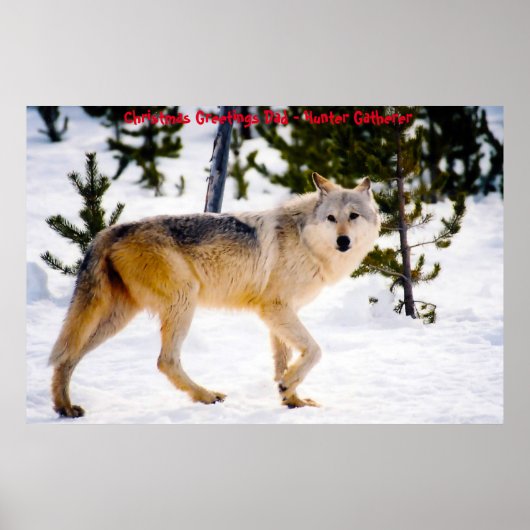 Kerstgroeten Papa Hunter Gatherer Poster (Voorkant)
