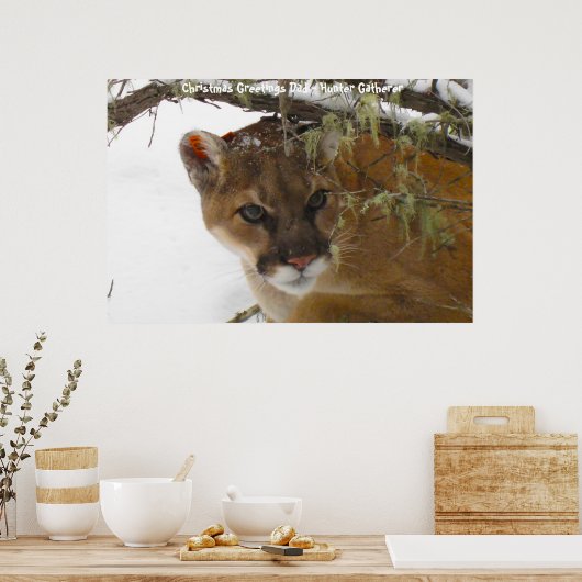 Kerstgroeten Papa Hunter Gatherer Poster (Keuken)