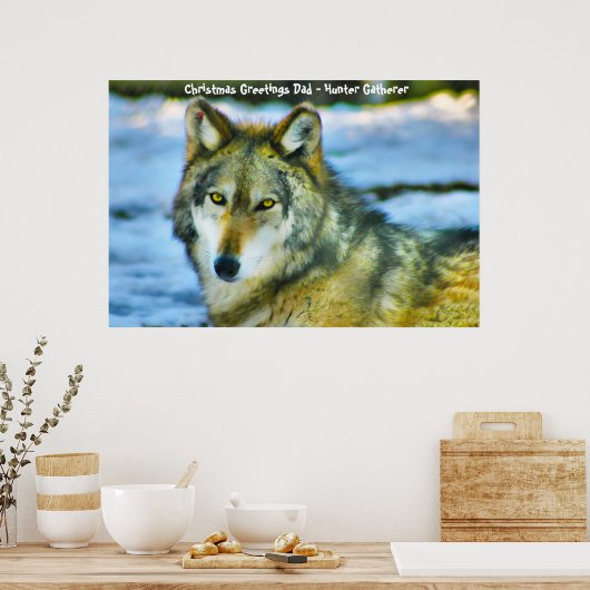 Kerstgroeten Papa Hunter Gatherer Poster (Keuken)