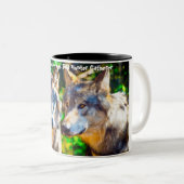 Kerstgroeten Papa Hunter Gatherer Tweekleurige Koffiemok (Voorkant rechts)