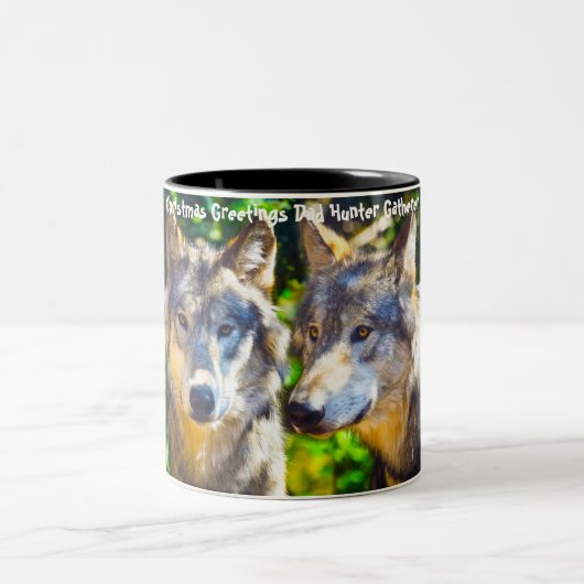 Kerstgroeten Papa Hunter Gatherer Tweekleurige Koffiemok (Center)