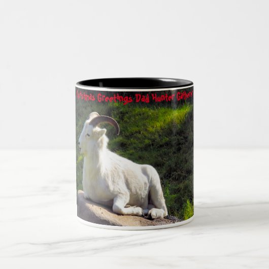 Kerstgroeten Papa Hunter Gatherer Tweekleurige Koffiemok (Center)