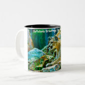 Kerstgroeten Papa Hunter Gatherer Tweekleurige Koffiemok (Voorkant links)