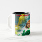 Kerstgroeten Papa Hunter Gatherer Tweekleurige Koffiemok (Voorkant links)