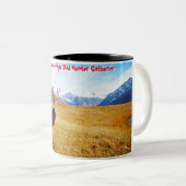 Kerstgroeten Papa Hunter Gatherer Tweekleurige Koffiemok (Voorkant rechts)