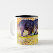 Kerstgroeten Papa Hunter Gatherer Tweekleurige Koffiemok (Voorkant links)