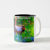 Kerstgroeten Papa Hunter Gatherer Tweekleurige Koffiemok (Voorkant rechts)