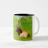 Kerstgroeten Papa Hunter Gatherer Tweekleurige Koffiemok (Voorkant rechts)