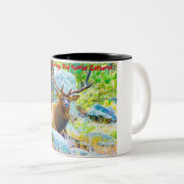 Kerstgroeten Papa Hunter Gatherer Tweekleurige Koffiemok (Voorkant rechts)