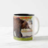 Kerstgroeten Papa Hunter Gatherer Tweekleurige Koffiemok (Voorkant rechts)