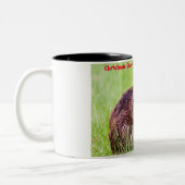 Kerstgroeten Papa Hunter Gatherer Tweekleurige Koffiemok (Links)