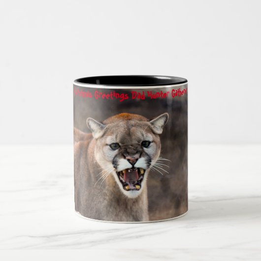 Kerstgroeten Papa Hunter Gatherer Tweekleurige Koffiemok (Center)