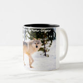 Kerstgroeten Papa Hunter Gatherer Tweekleurige Koffiemok (Voorkant rechts)