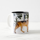 Kerstgroeten Papa Hunter Gatherer Tweekleurige Koffiemok (Voorkant links)