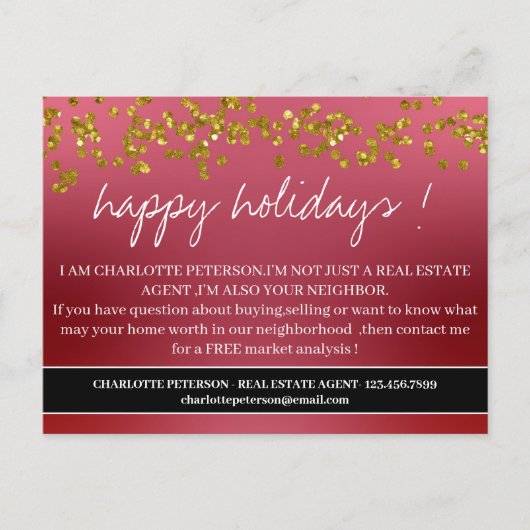 Kerstgroeten Real Estate Agent Farming Feestdagenkaart (Voorkant)