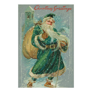 Kerstgroeten-Retro Sinterklaas Ansichtkaart Foto Afdruk