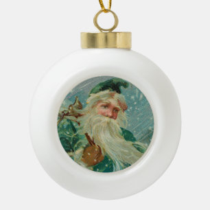 Kerstgroeten-Retro Sinterklaas Ansichtkaart Keramische Bal Ornament