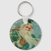 Kerstgroeten-Retro Sinterklaas Ansichtkaart Sleutelhanger (Achterkant)
